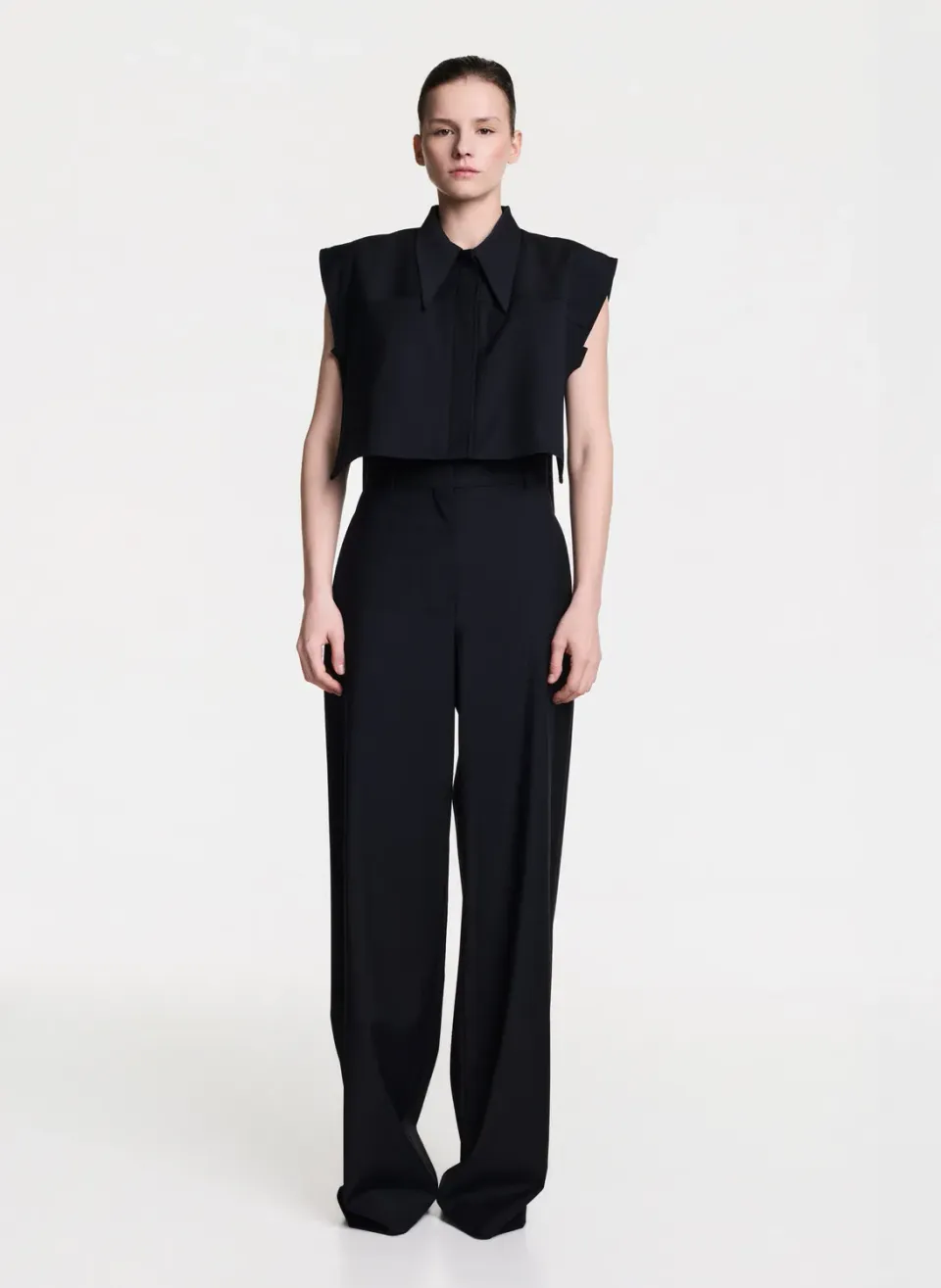 Dualitae top negru decupaje laterale lână XS-L