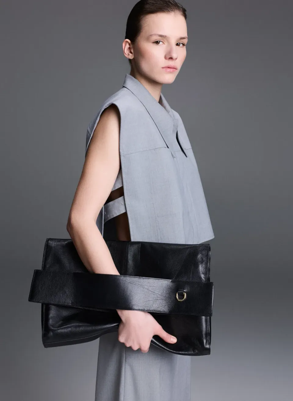 Dualitae x Optimef Black Bag geanta piele neagra