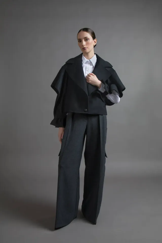 Gattinoni Coat Panno Nero palton lana negru