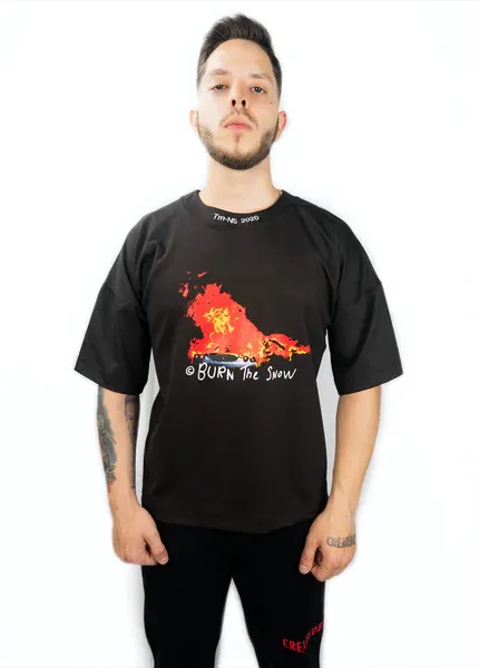 CREATEDBY Burn The Snow tricou greu box fit scurt