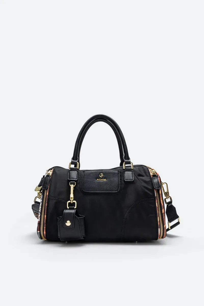 Gattinoni Colorsoul bauletto geanta neagra nailon 27 cm