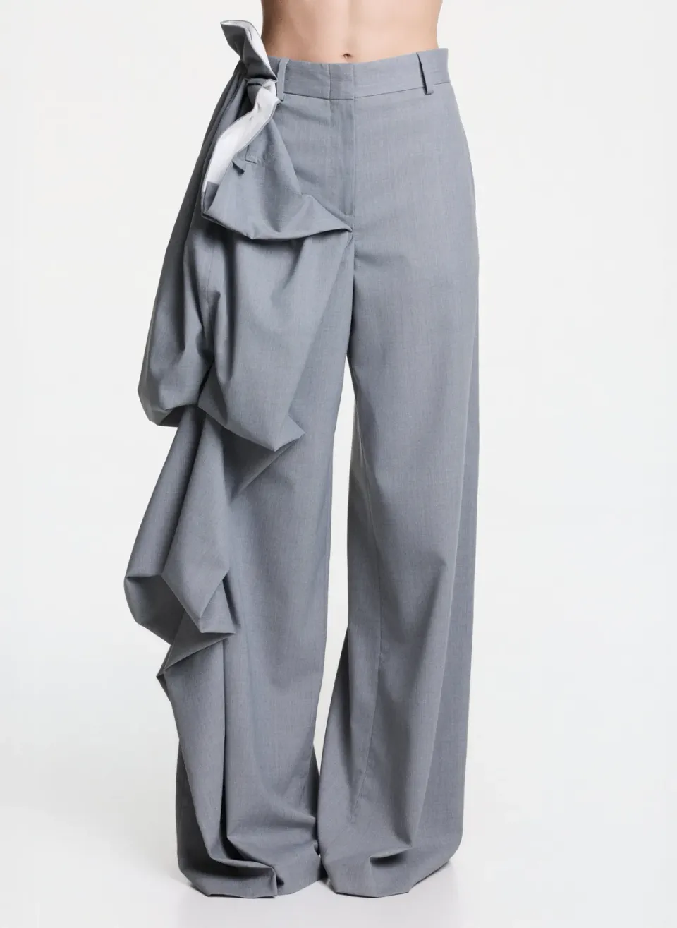 Dualitae Solene pantaloni largi gri XS-XL lână