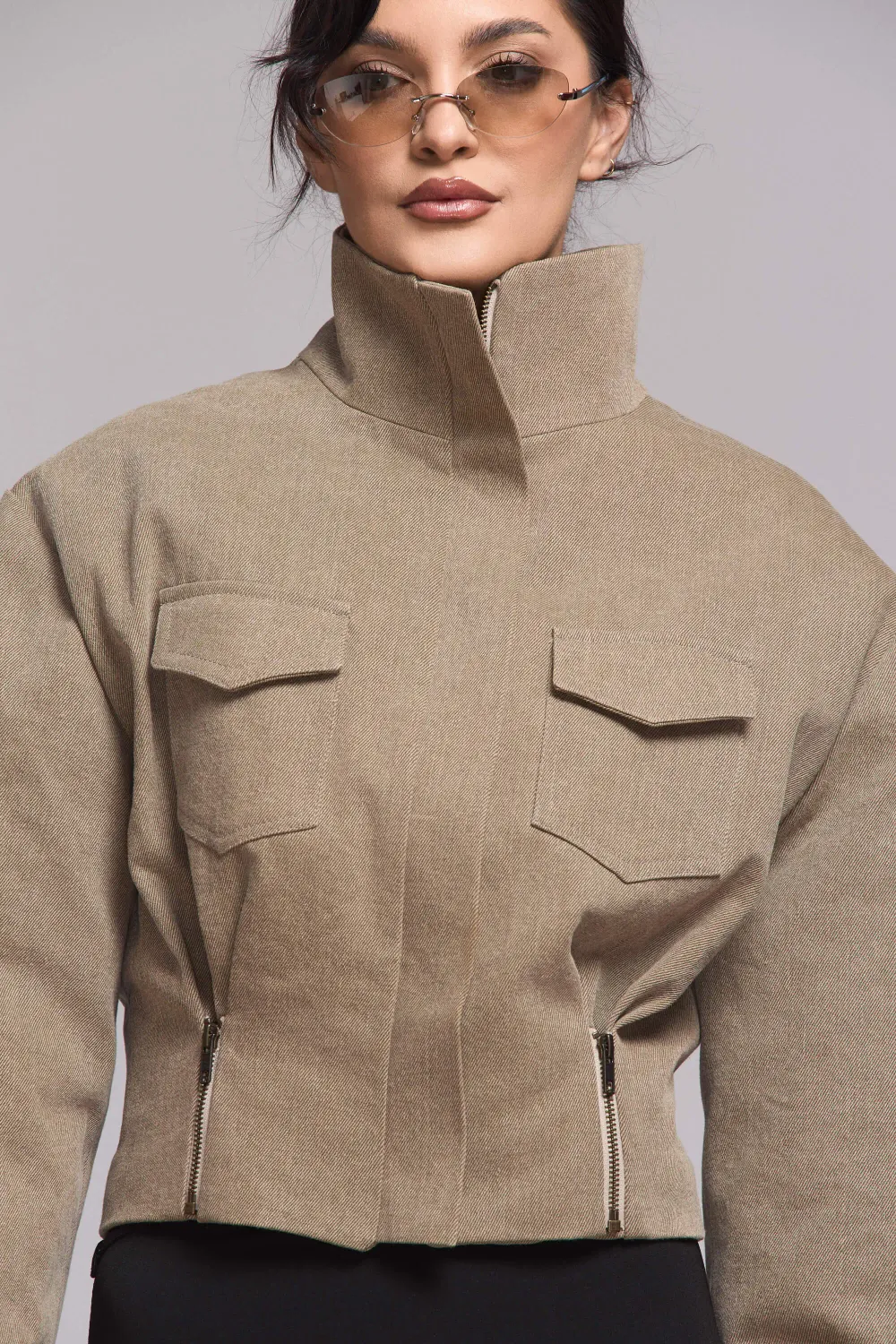 Grama Shop Bomber Denim jacheta khaki bumbac