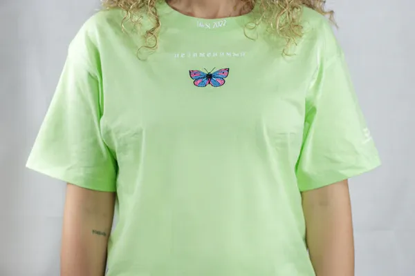 Createdby Butterfly V2 tricou oversize brodat bumbac greu