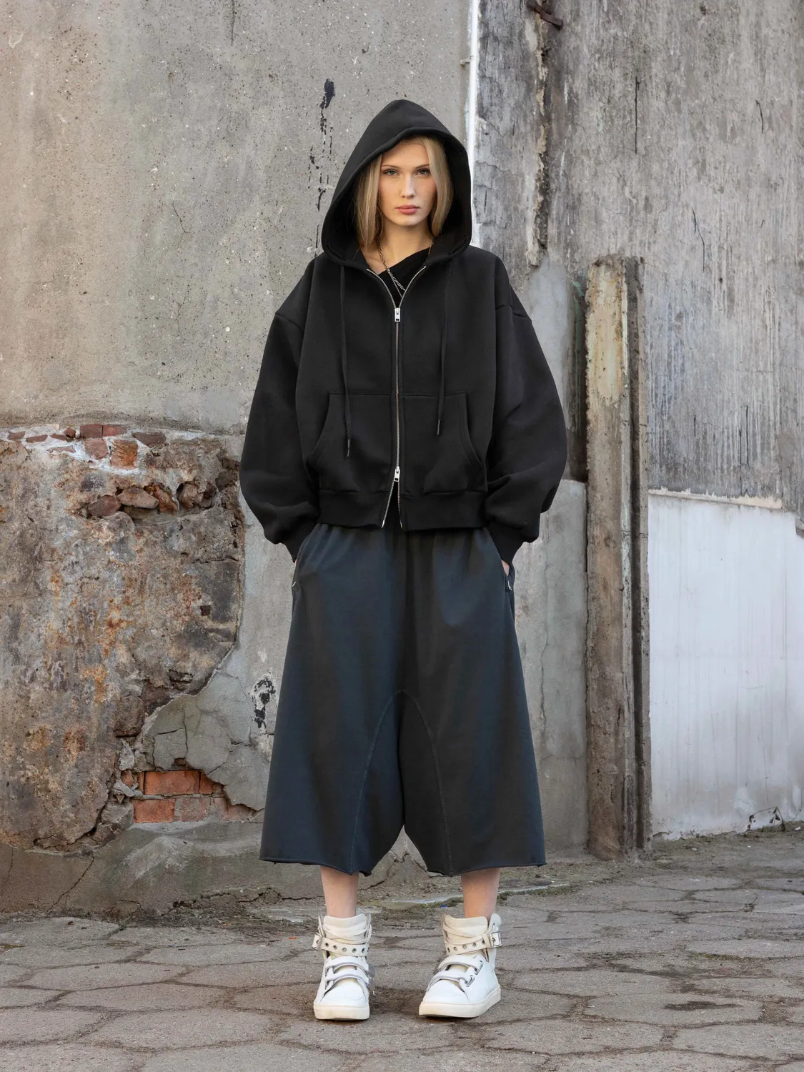 Enrage Bubble Zip Hoodie hanorac negru fleece gros