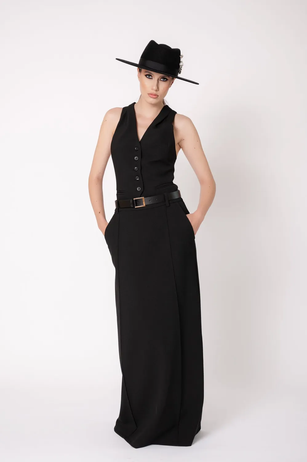 Dualitae Celine fustă maxi neagră 106 cm