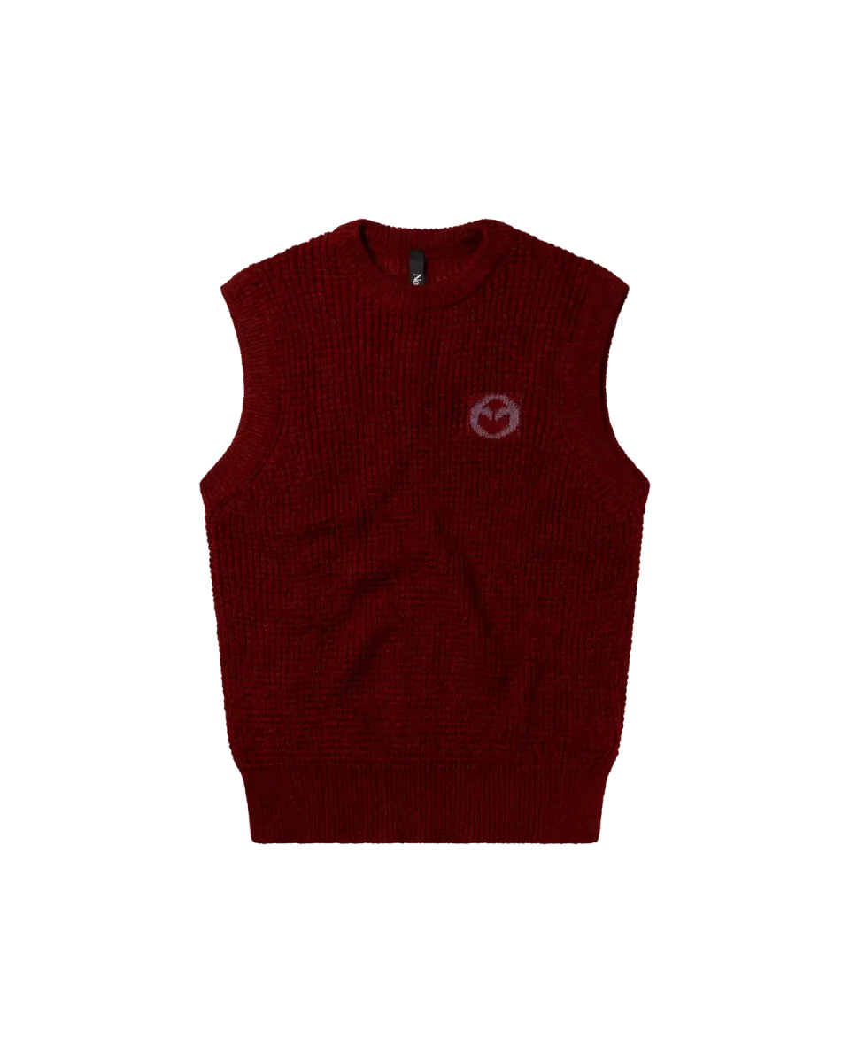 No Problemo Waffle Knit Sweater Vest vesta burgundy
