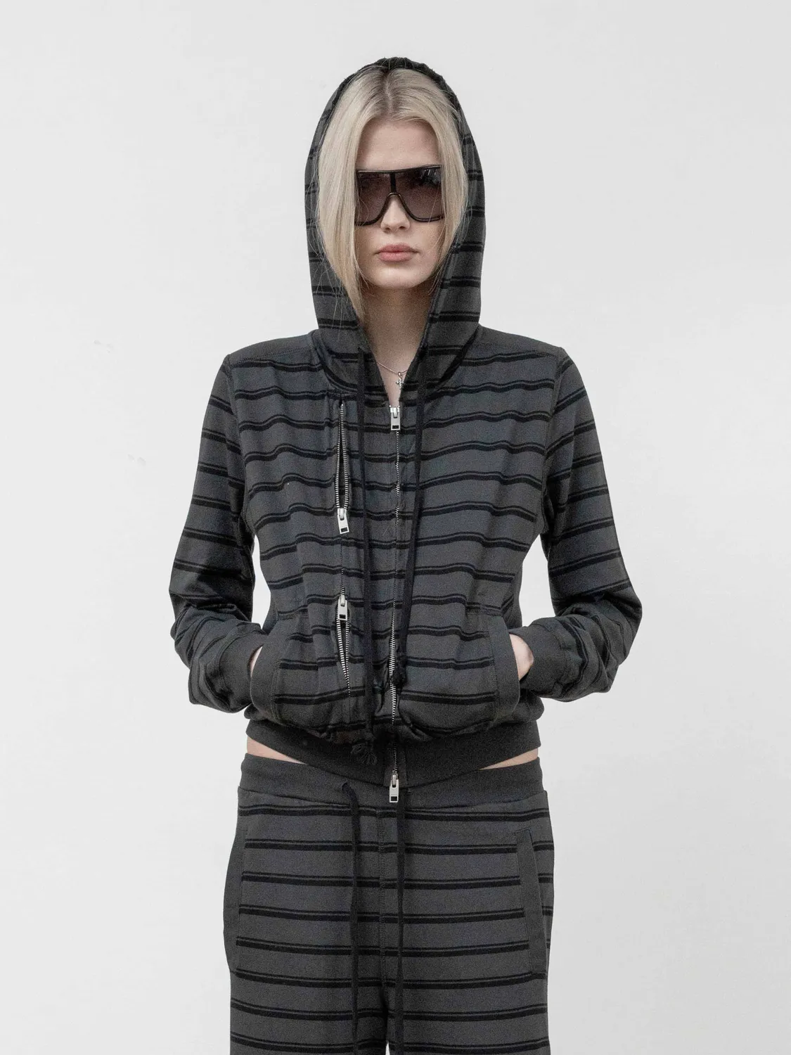 Enrage Slim Zip Hoodie hanorac negru dungi