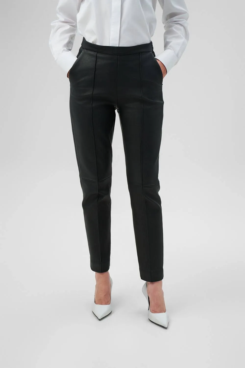 Dualitae GABRIELLE pantaloni piele neagră