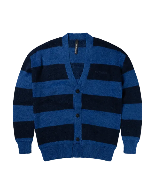 No Problemo Striped cardigan oversize mohair albastru dungi