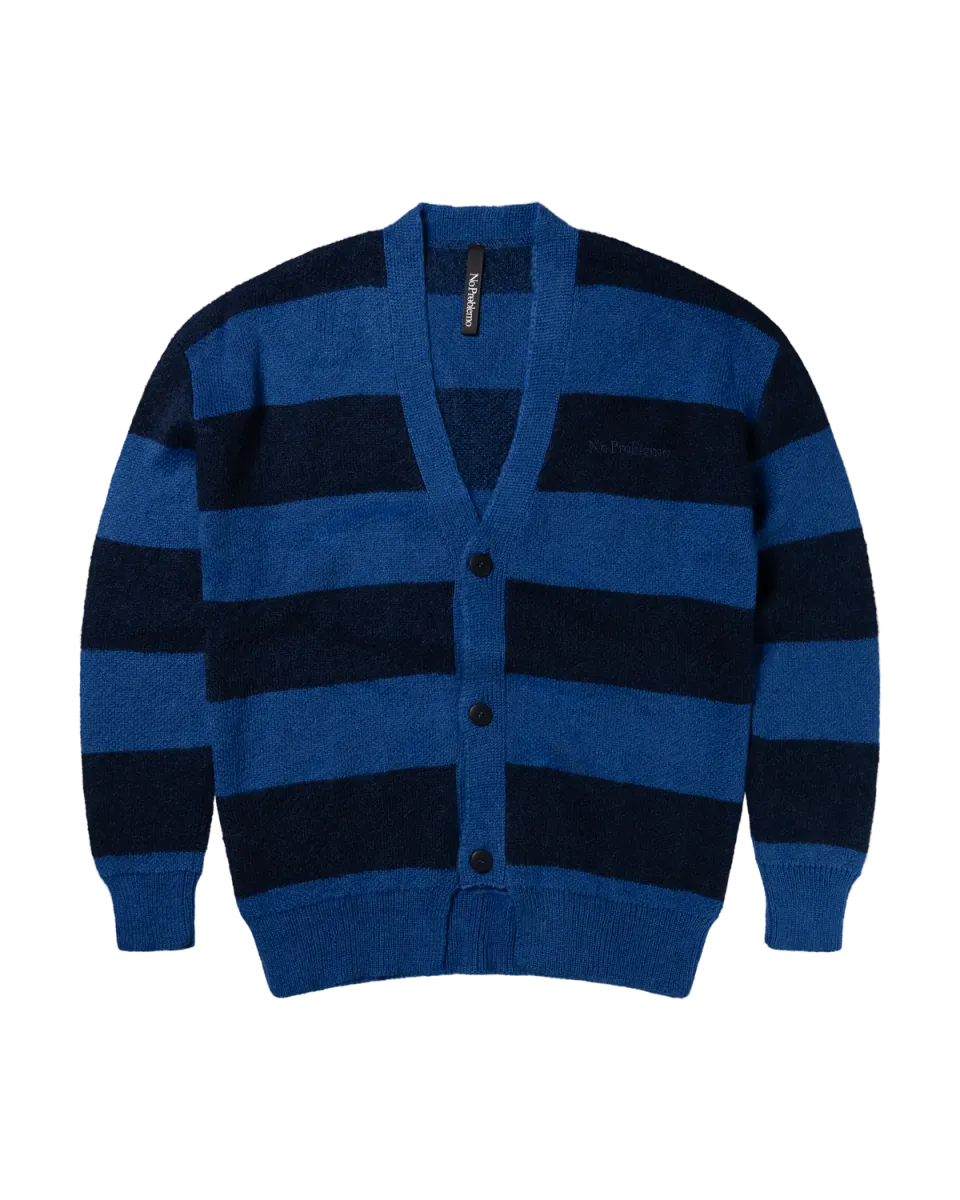 No Problemo Striped cardigan oversize mohair albastru dungi
