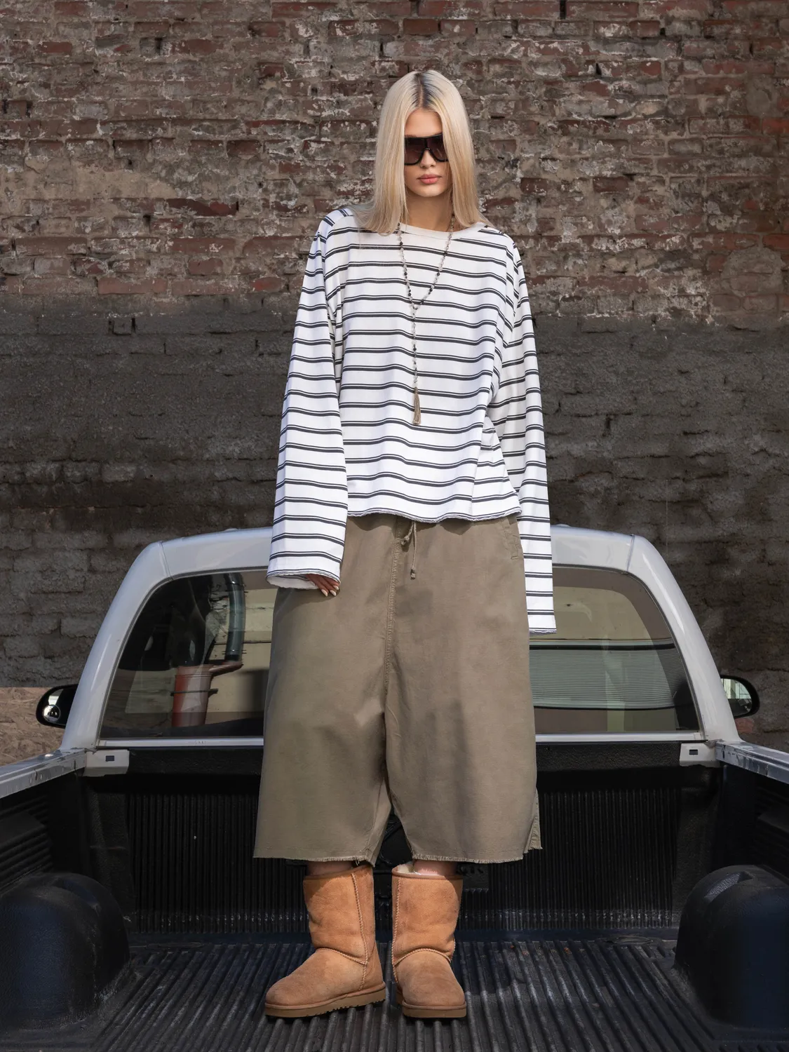 Enrage Nomad Capri Pants pantaloni verde baggy bumbac