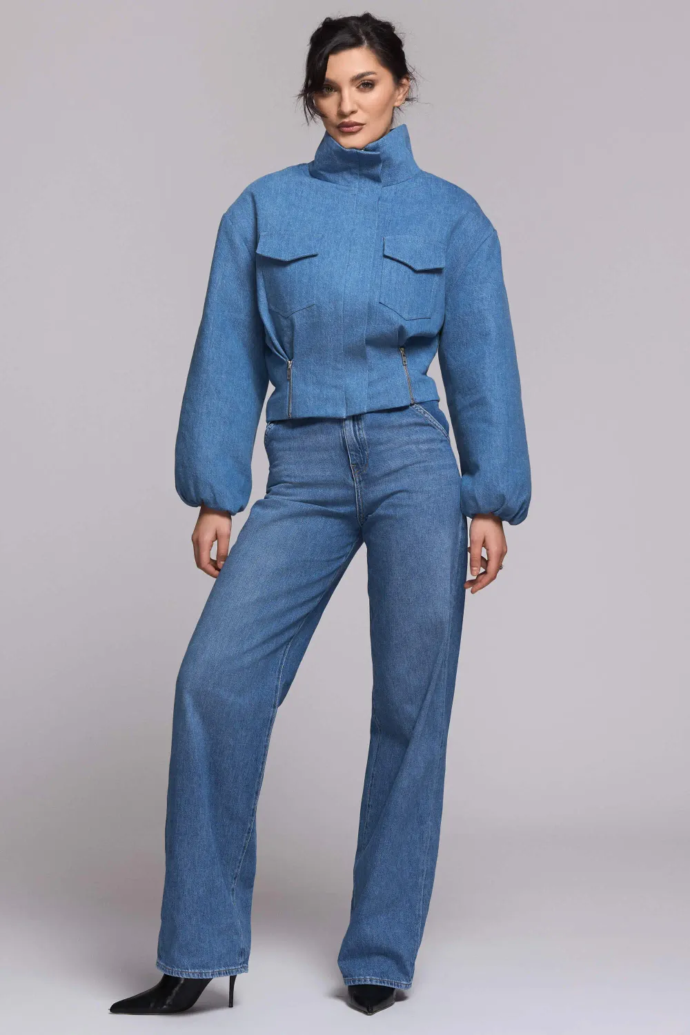 Grama Shop Bomber Denim jacheta bumbac organic