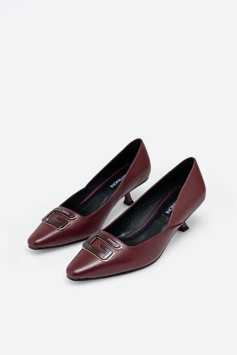 Gattinoni Ipswich pantofi toc piele visiniu 45 mm
