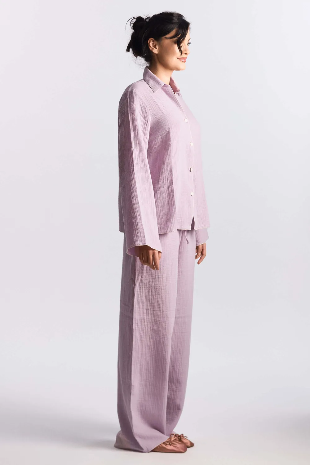 Grama Shop Pijama Muselina Lila Bumbac