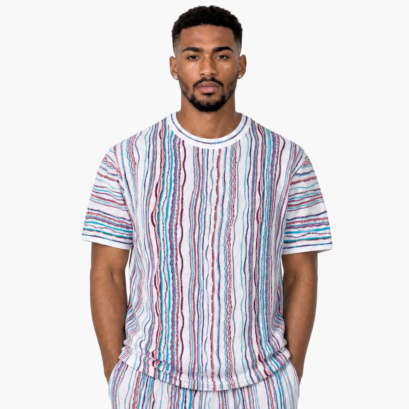 COOGI Light Weight Sweater Knit Tee tricou alb dungi