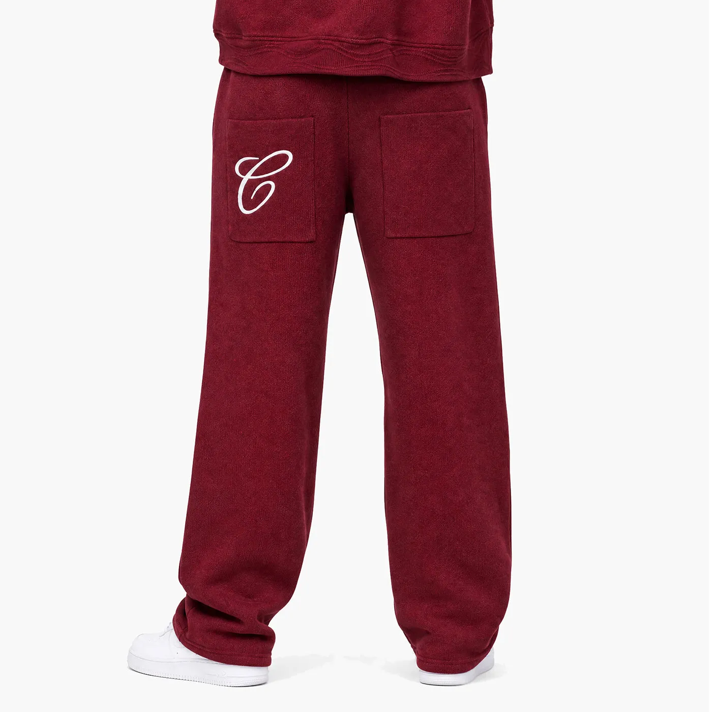 COOGI Heavy Weight Fashion Knit pantaloni burgundy bumbac