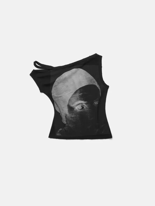 Enrage Off Shoulder Dorothy bluză neagră asimetrică