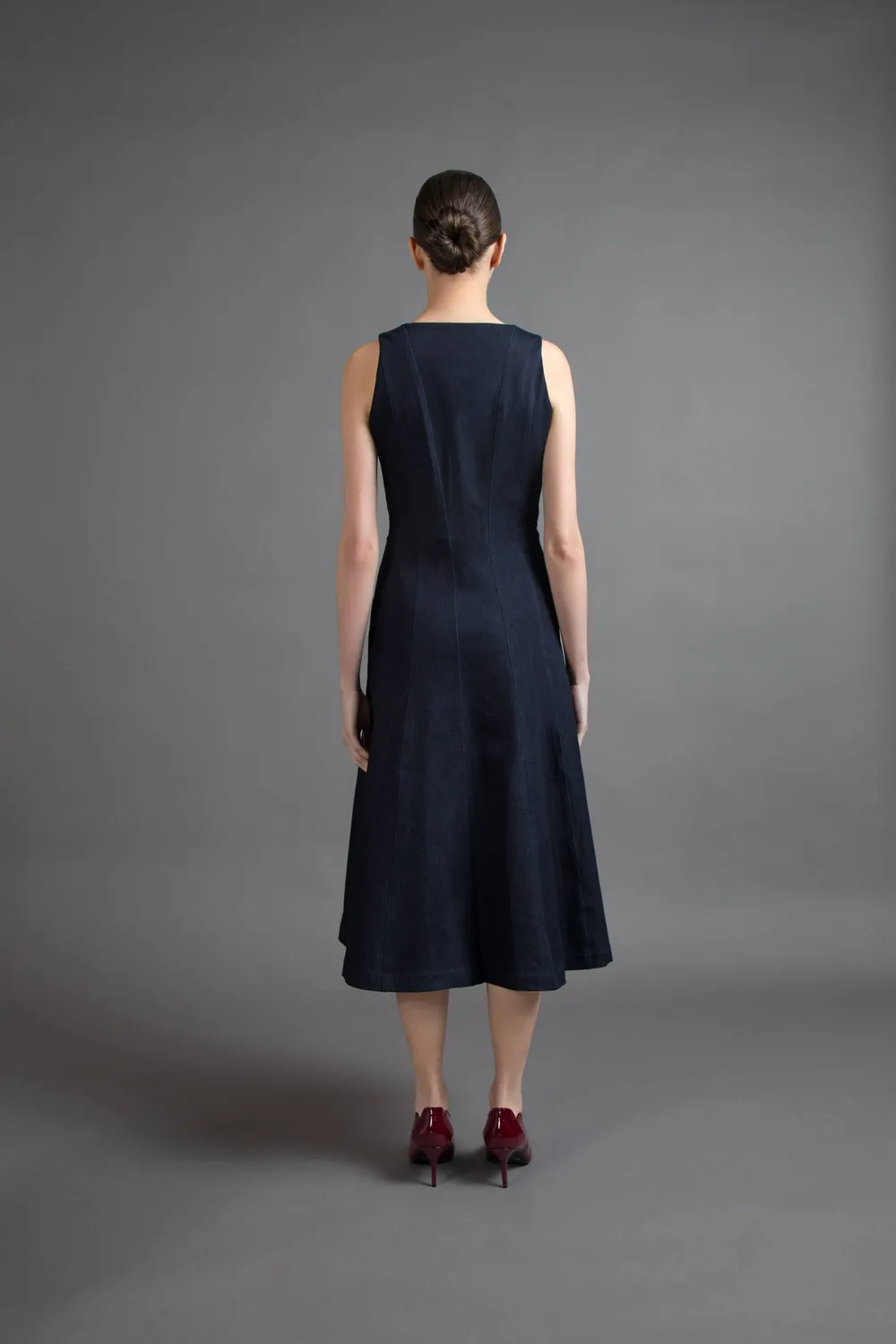 Gattinoni rochie midi denim intarsiat bumbac 75%
