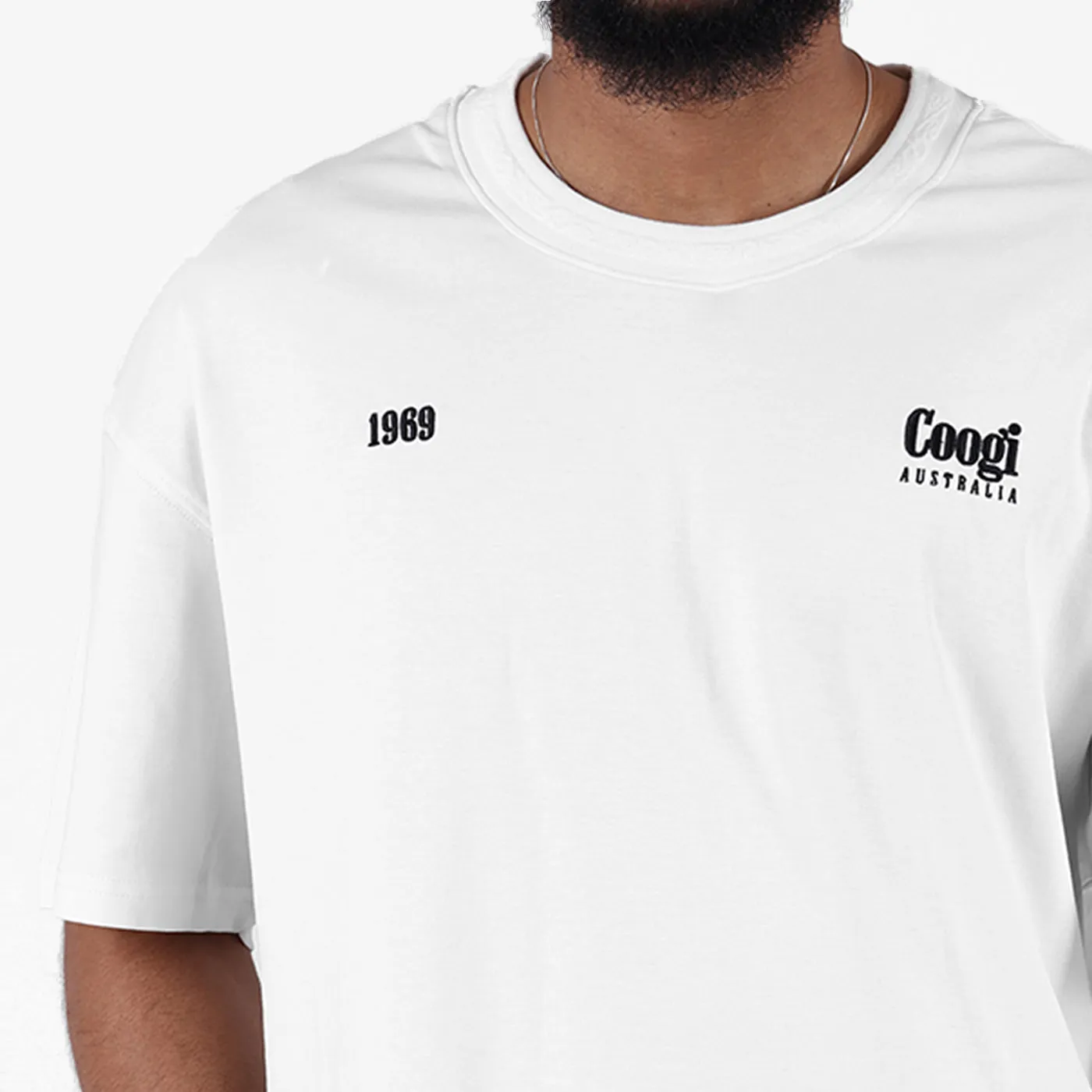 COOGI Mask Tee tricou oversized alb imprimat