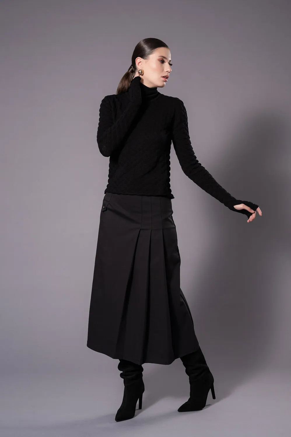 Dualitae Amy maleta neagra 100% lana merinos