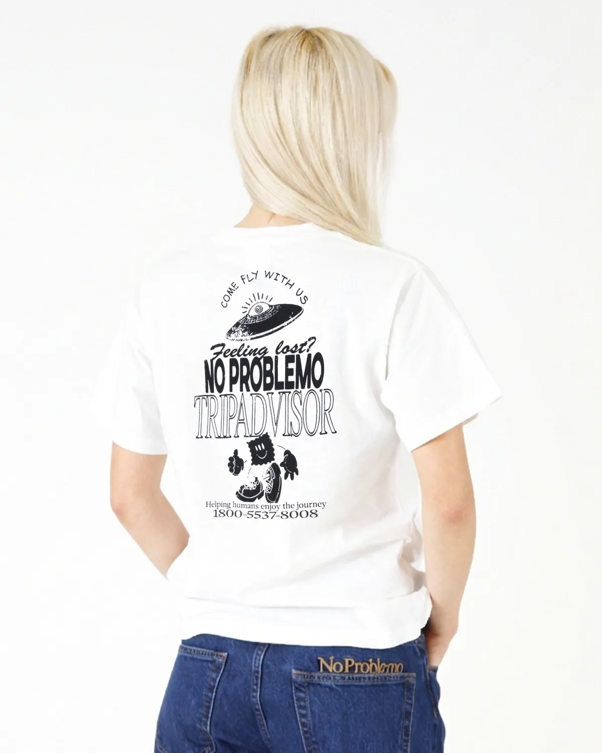 No Problemo Trip Advisor SS Tee tricou alb bumbac