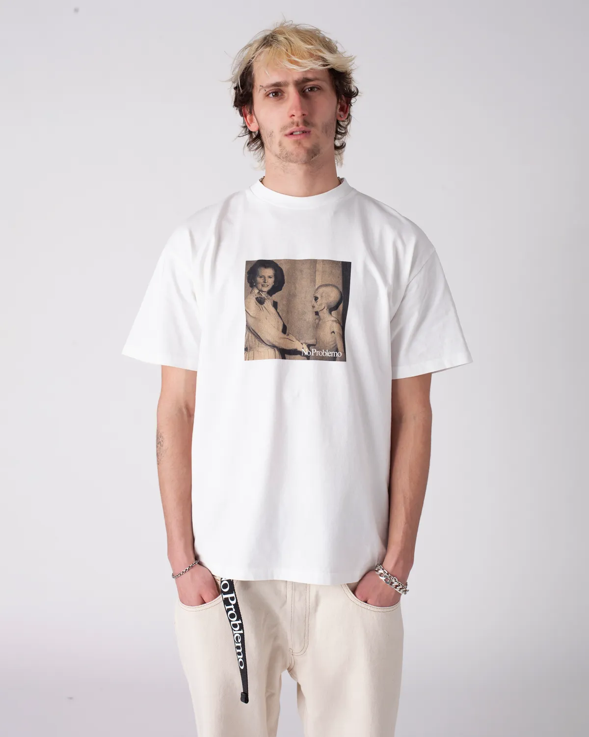 No Problemo Special Relationship tricou alb bumbac greu