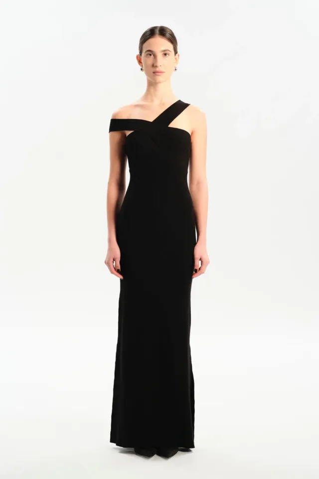 Dualitae VIKY rochie tricotata neagra lunga 126 cm