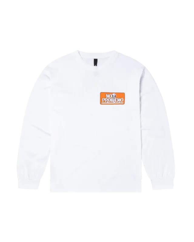 No Problemo Stickers Ls Tee bluză albă bumbac mâneca lunga