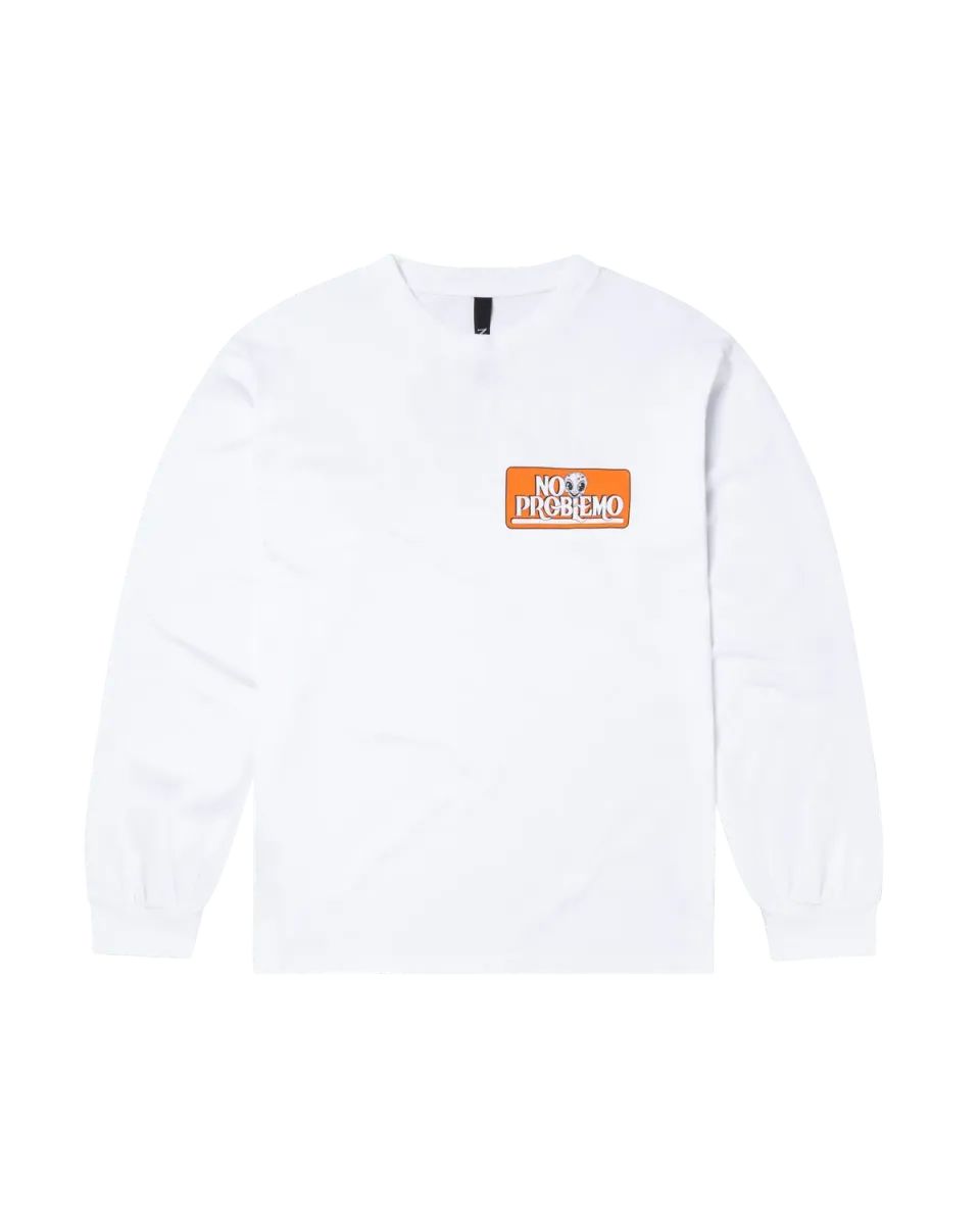No Problemo Stickers Ls Tee bluză albă bumbac mâneca lunga