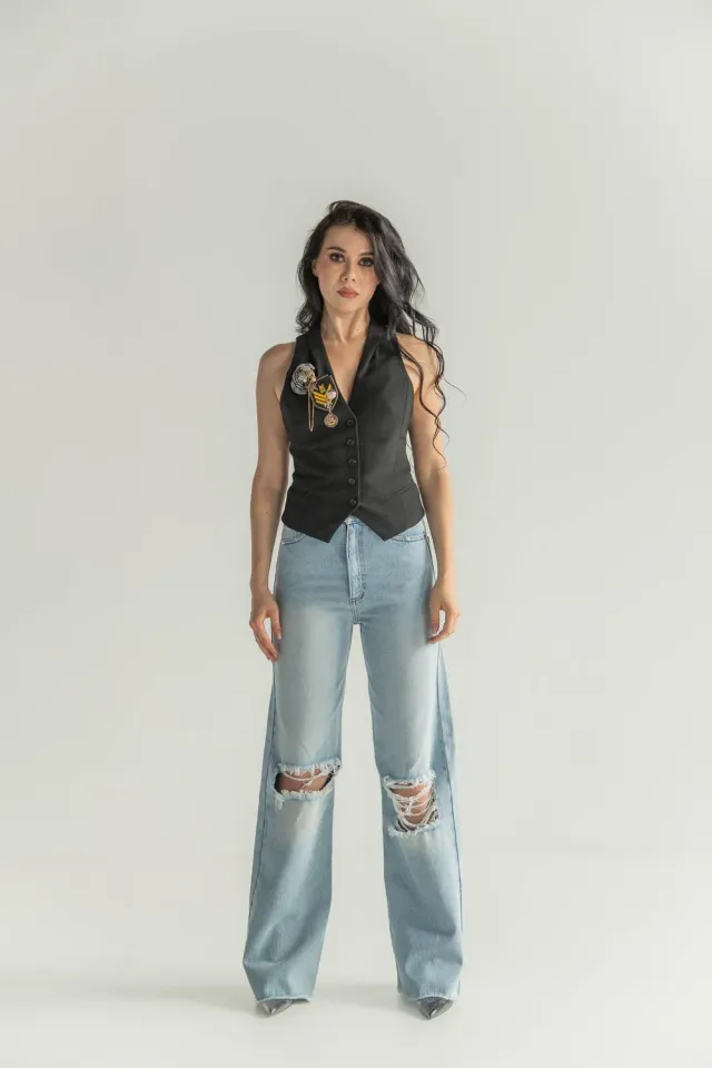 Dualitae Alysa jeansi negri bumbac S-L