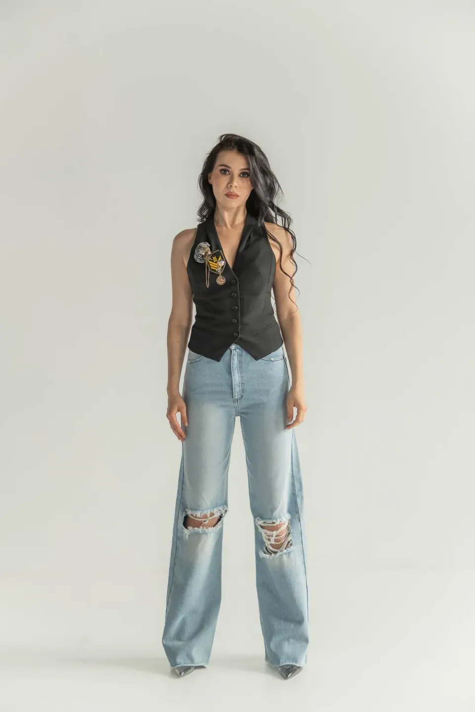 Dualitae Alysa jeansi negri bumbac S-L