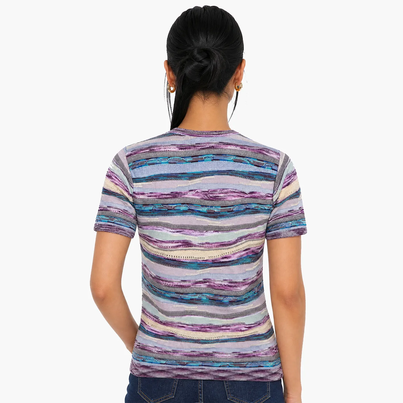 COOGI All-Season Knit Top bluza dama mov maneca scurta