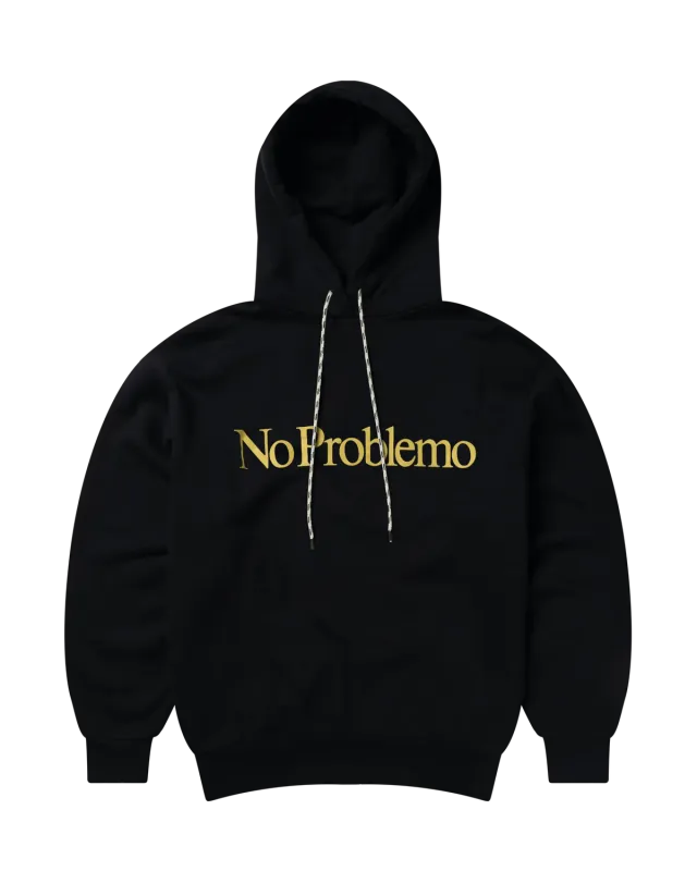 No Problemo Hoodie hanorac negru bumbac