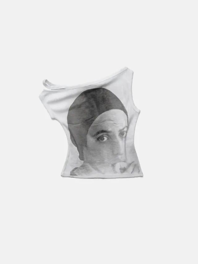 Enrage Dorothy White top umăr gol alb bumbac-modal