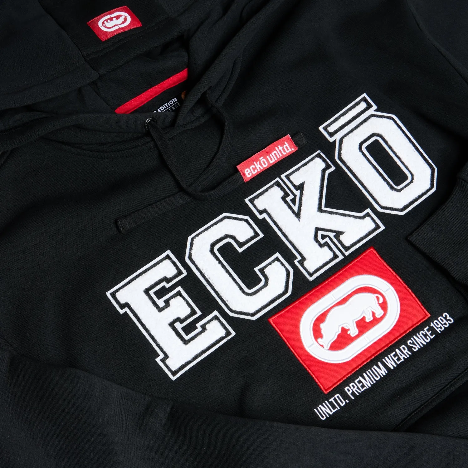 Ecko Classic Fleece hoodie negru logo piept