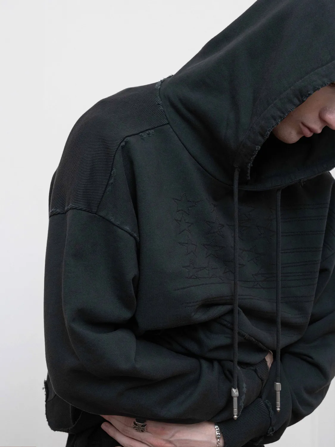 Enrage Panel Hoodie hanorac negru vintage