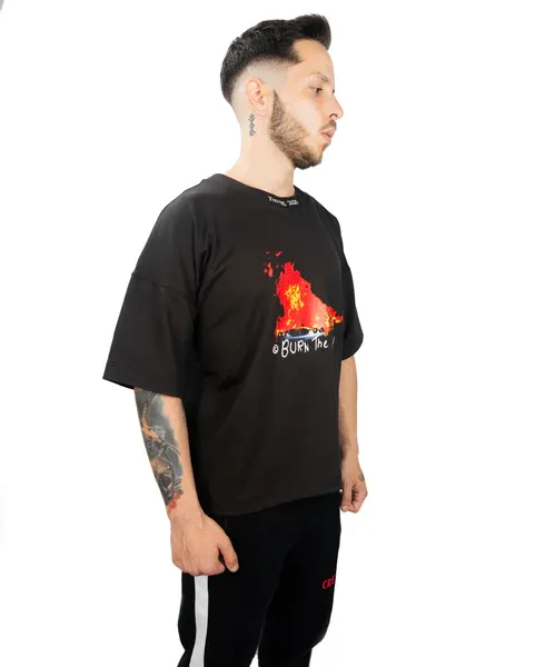 CREATEDBY Burn The Snow tricou greu box fit scurt