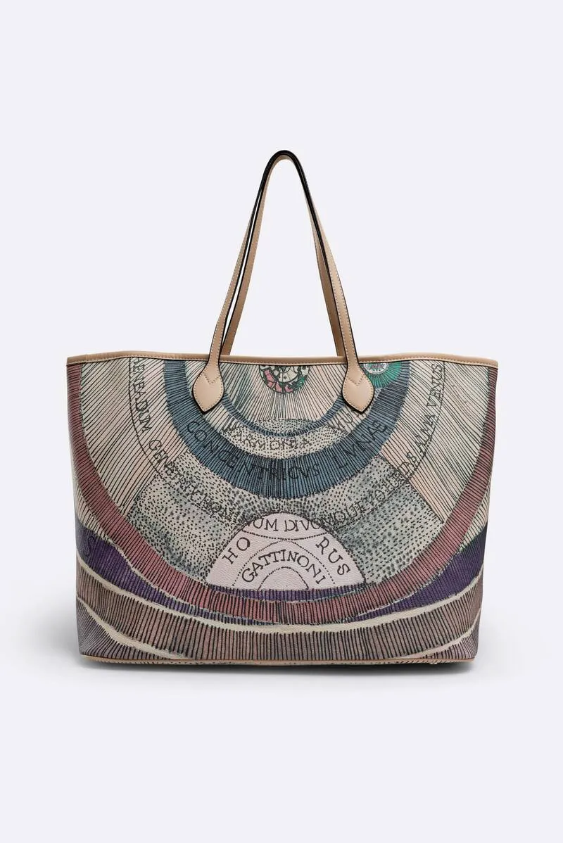 Gattinoni Planetarium Watercolor geantă shopping mare bej