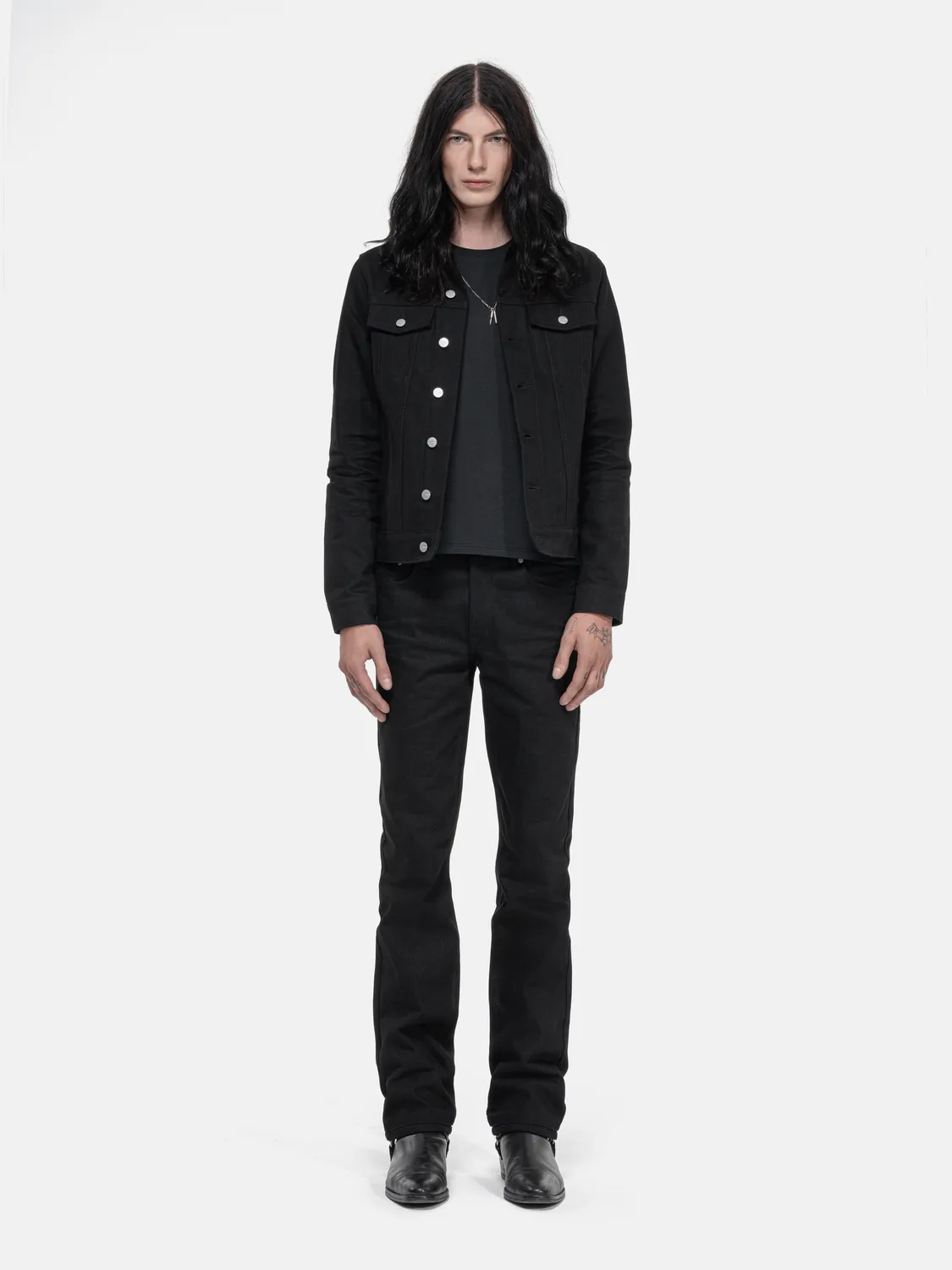 Enrage Slim Straight Jeans blugi negri denim