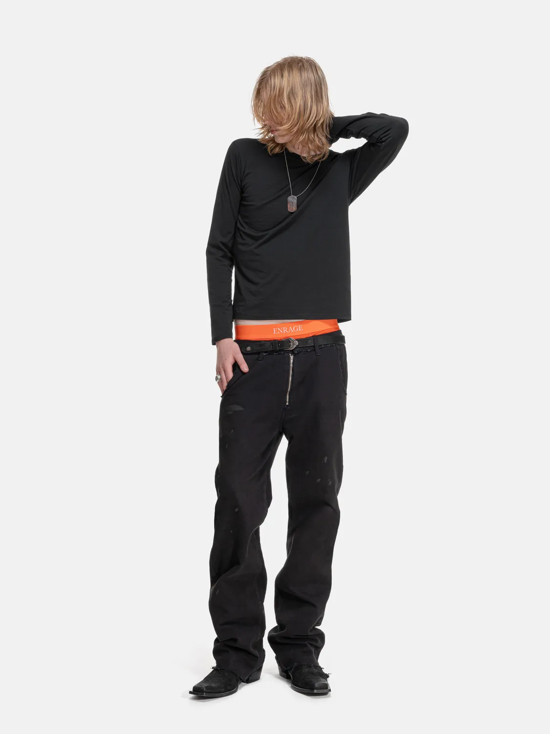 Enrage Casino Pants pantaloni negri bumbac