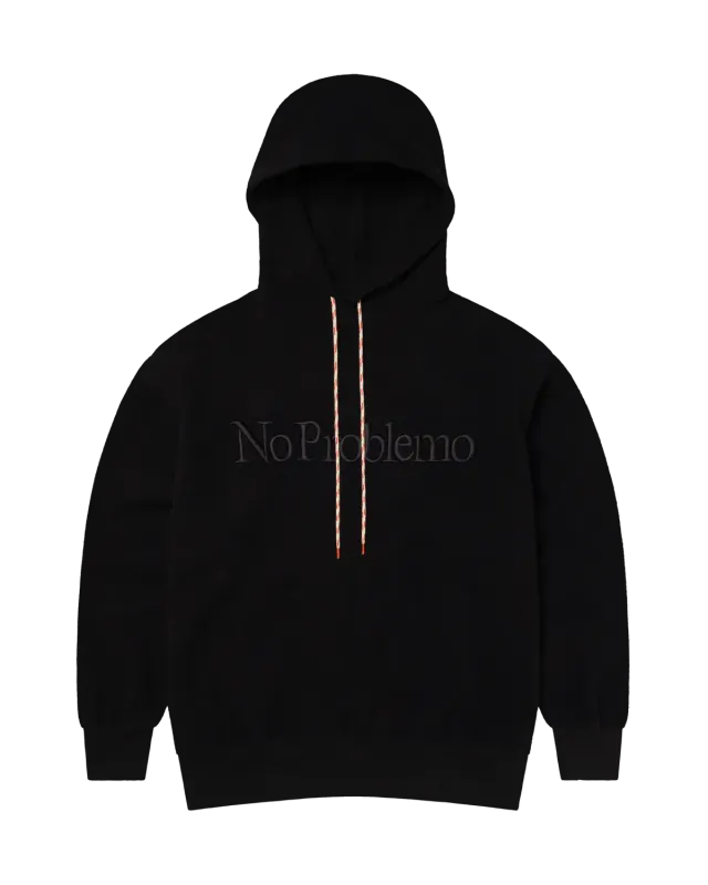 No Problemo Reverse Fleece Hoodie hanorac negru bumbac