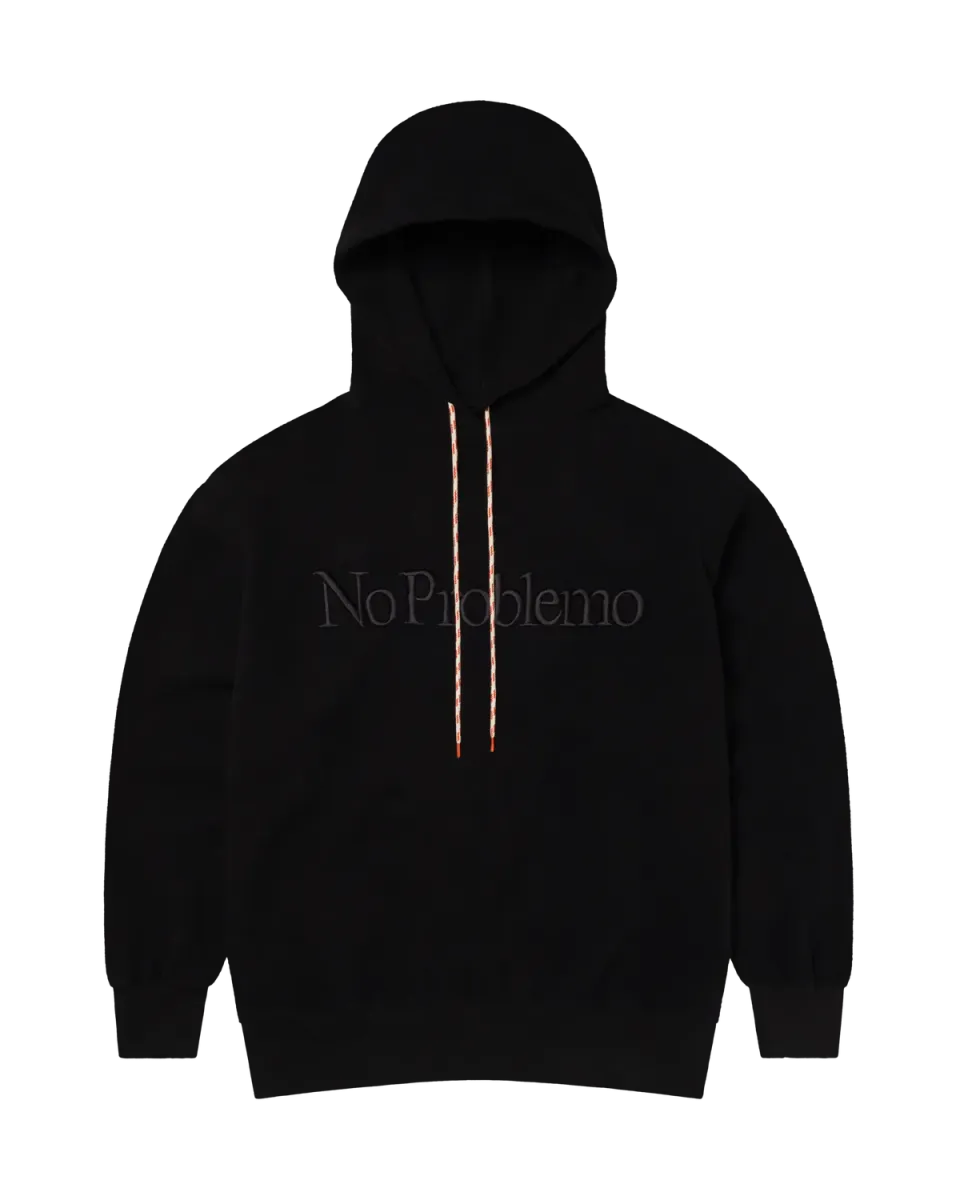 No Problemo Reverse Fleece Hoodie hanorac negru bumbac