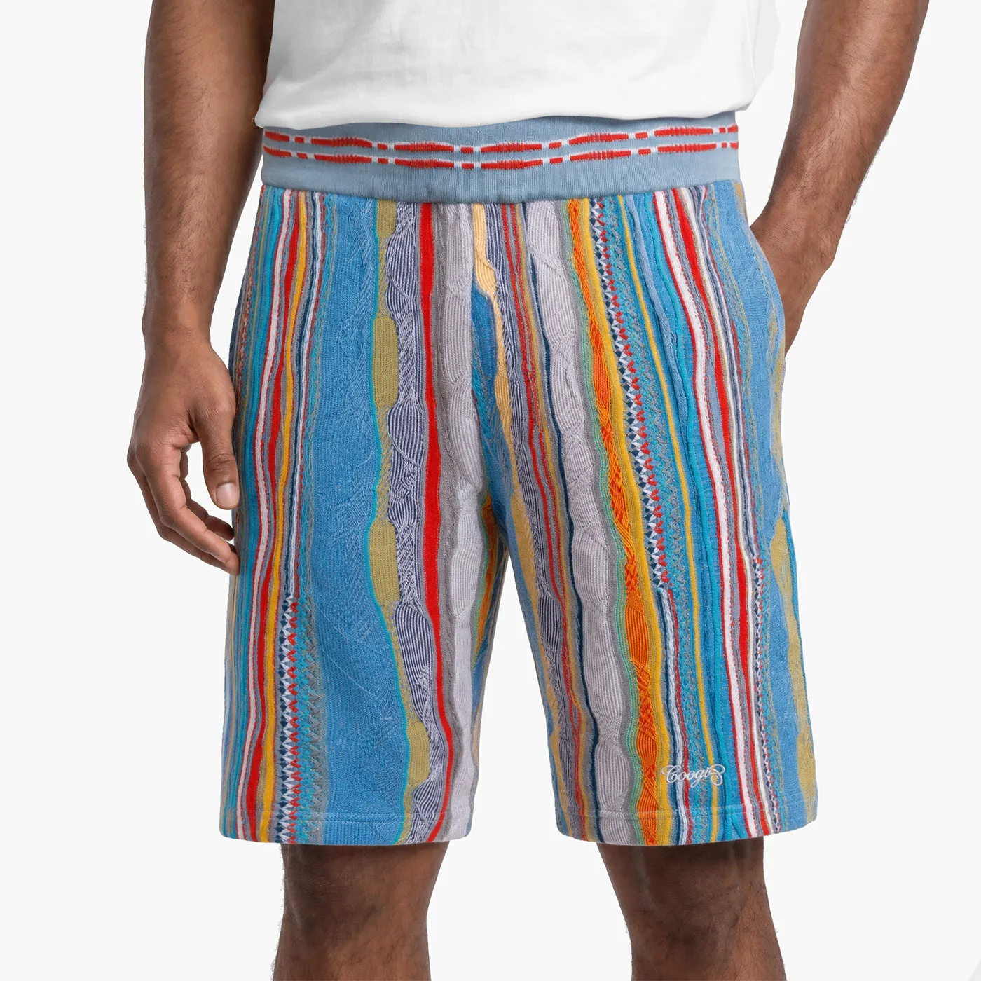COOGI pantaloni scurți tricot gri-albastru