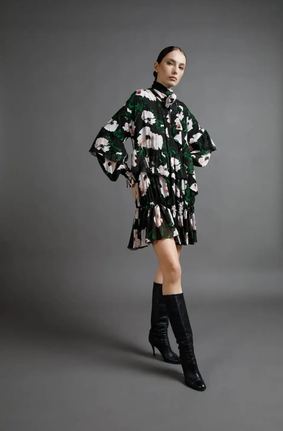 Gattinoni Floreale rochie mini dama din vascoza
