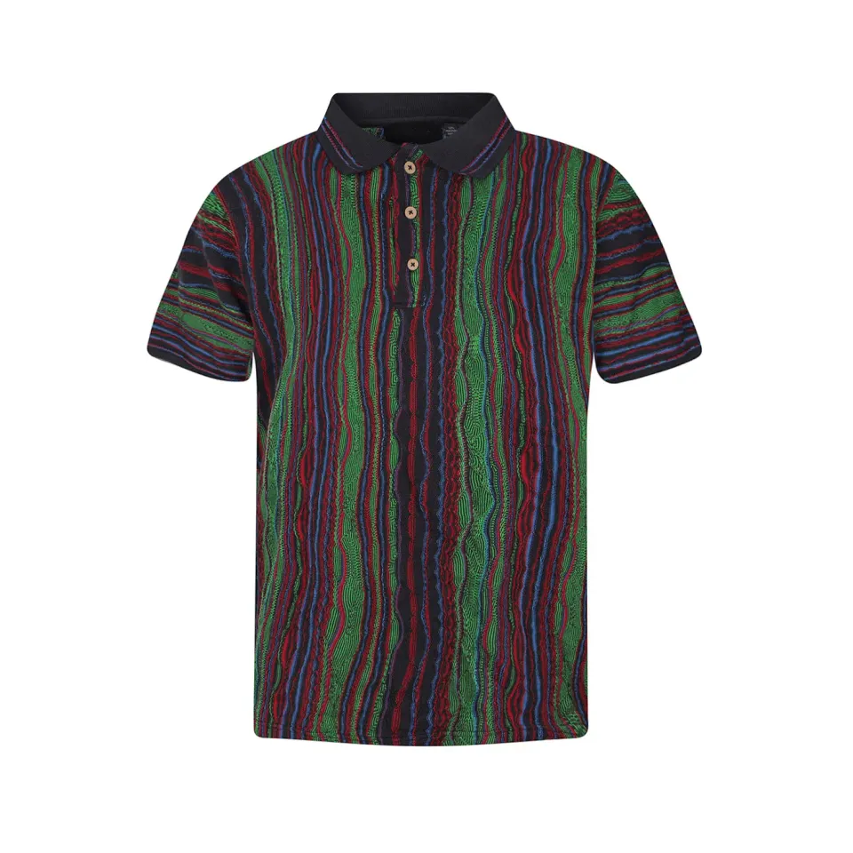 COOGI Light Weight Sweater Knit polo tricotat verde mercerizat