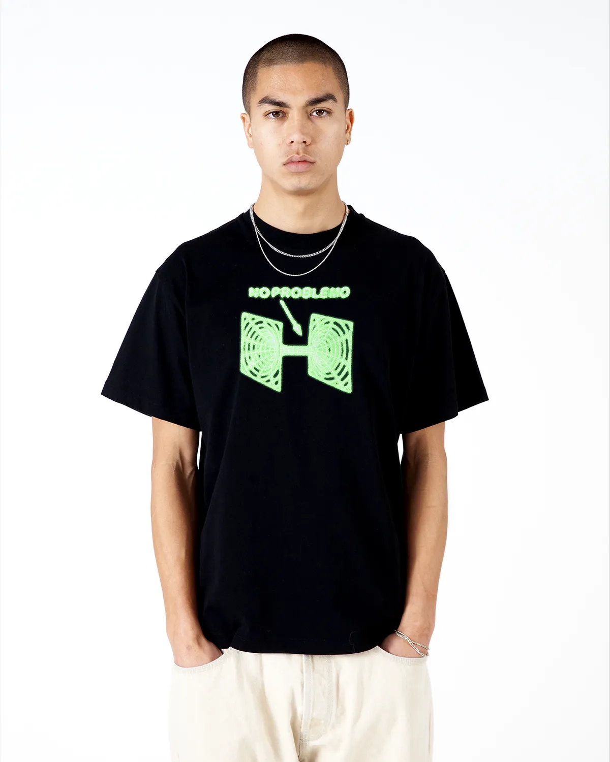 No Problemo Wormhole tricou negru bumbac greu