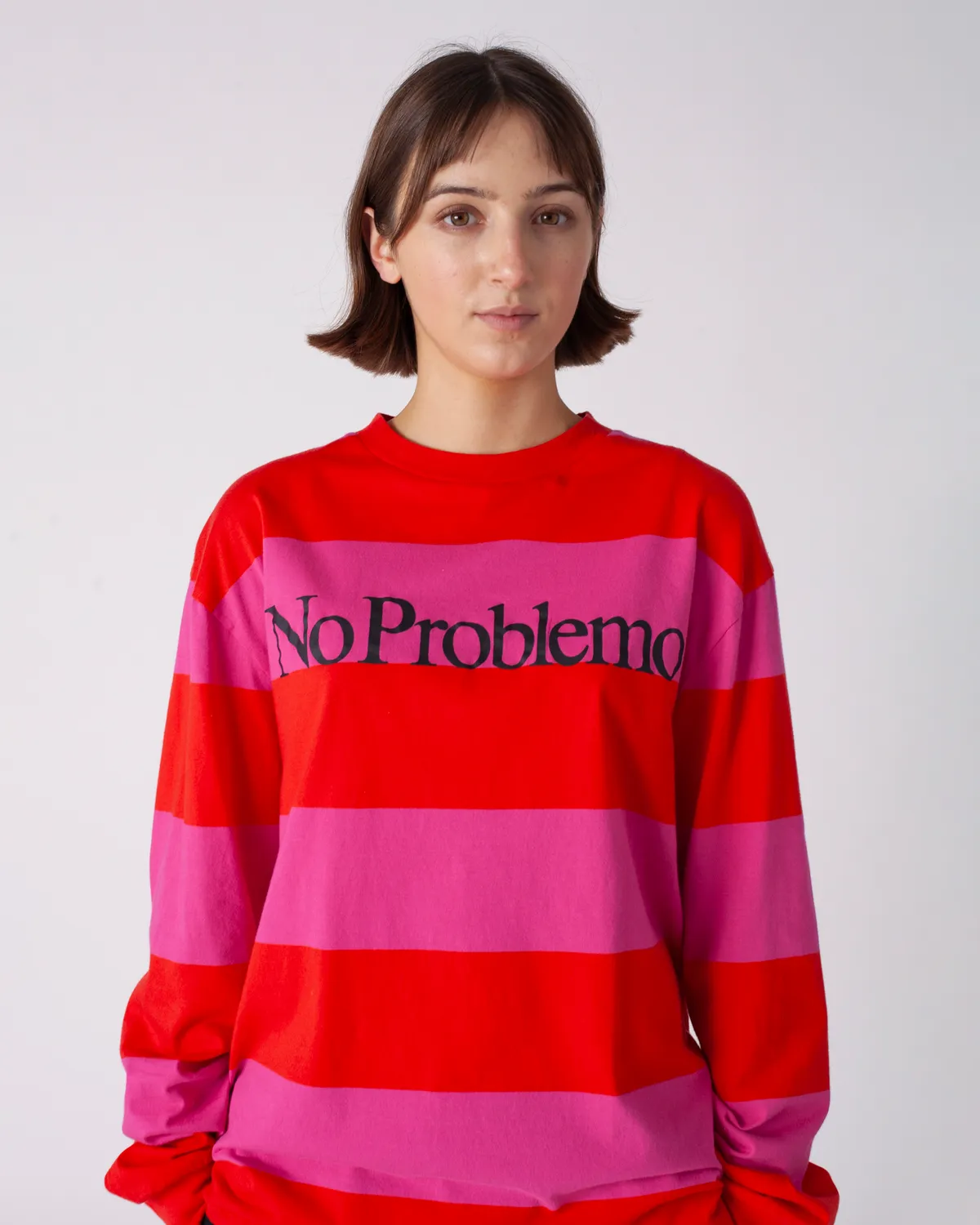 No Problemo Striped LS Tee tricou rosu dungi