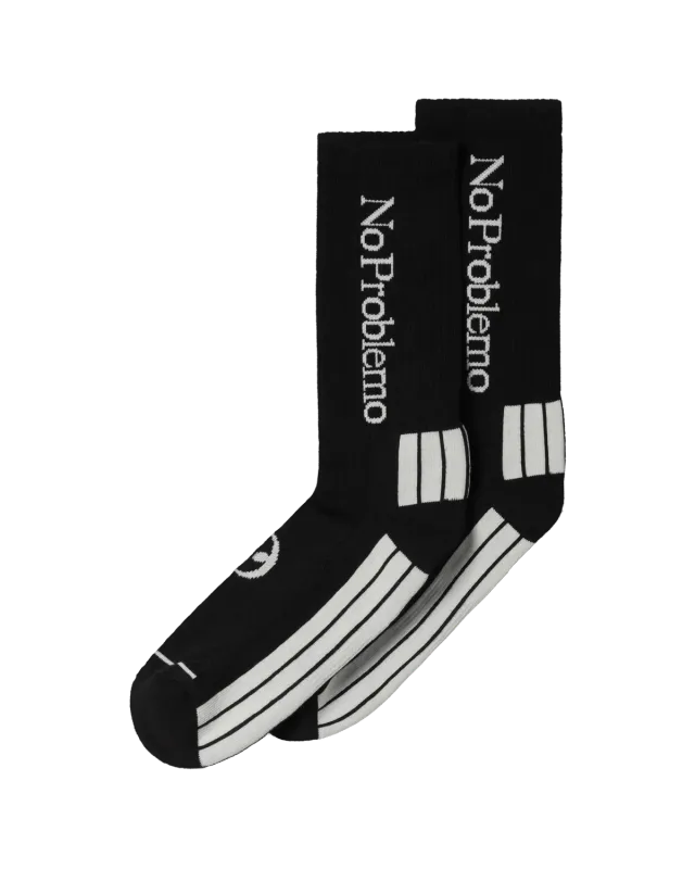 No Problemo Sock șosete negre jacquard talpă plisată