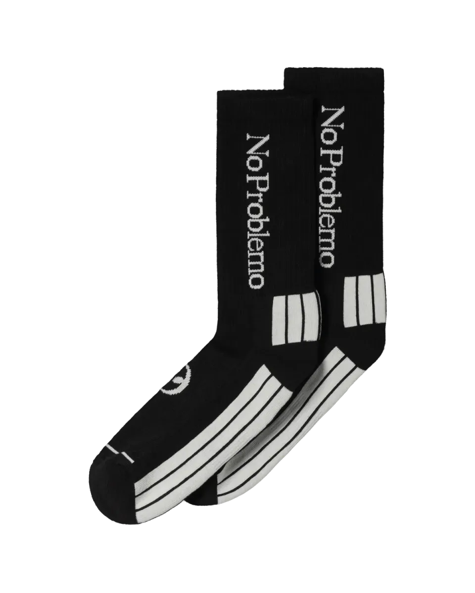 No Problemo Sock șosete negre jacquard talpă plisată